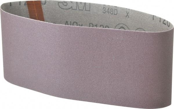 3M - 4" Wide x 21-3/4" OAL, 120 Grit, Aluminum Oxide Abrasive Belt - Aluminum Oxide, Fine, Coated, X Weighted Cloth Backing, Series 341D - Makers Industrial Supply