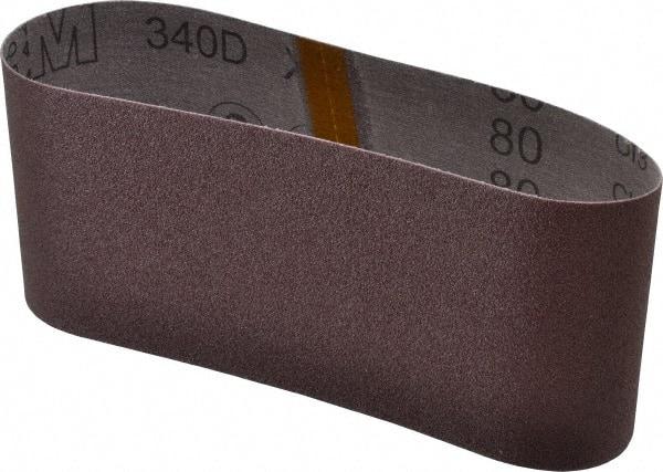 3M - 4" Wide x 21-3/4" OAL, 80 Grit, Aluminum Oxide Abrasive Belt - Aluminum Oxide, Medium, Coated, X Weighted Cloth Backing, Series 240D - Makers Industrial Supply