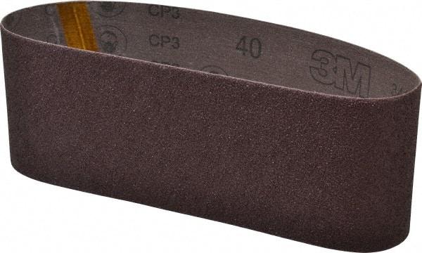 3M - 4" Wide x 24" OAL, 40 Grit, Aluminum Oxide Abrasive Belt - Aluminum Oxide, Coarse, Coated, X Weighted Cloth Backing, Series 341D - Makers Industrial Supply