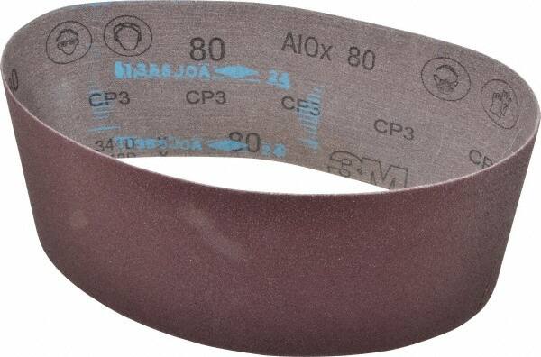 3M - 4" Wide x 24" OAL, 80 Grit, Aluminum Oxide Abrasive Belt - Aluminum Oxide, Medium, Coated, X Weighted Cloth Backing, Series 341D - Makers Industrial Supply