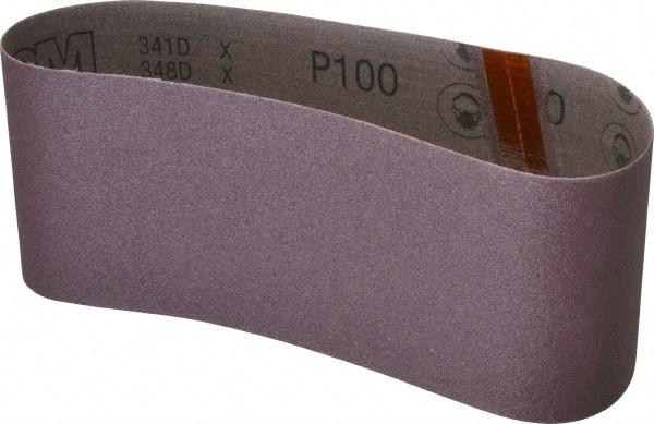 3M - 4" Wide x 24" OAL, 100 Grit, Aluminum Oxide Abrasive Belt - Aluminum Oxide, Fine, Coated, X Weighted Cloth Backing, Series 341D - Makers Industrial Supply