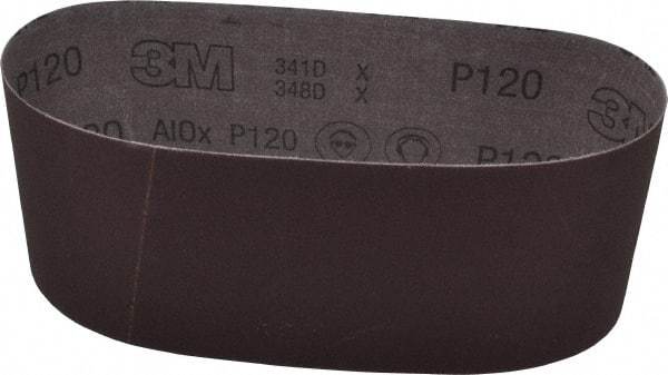 3M - 4" Wide x 24" OAL, 120 Grit, Aluminum Oxide Abrasive Belt - Aluminum Oxide, Fine, Coated, X Weighted Cloth Backing, Series 341D - Makers Industrial Supply