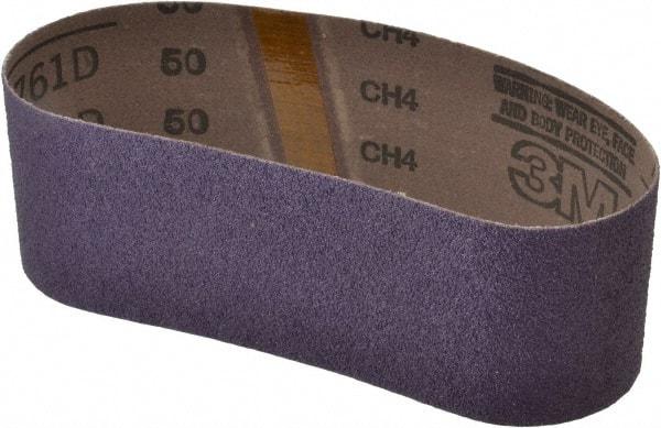 3M - 3" Wide x 21" OAL, 50 Grit, Ceramic Abrasive Belt - Ceramic, Coarse, Coated, Y Weighted Cloth Backing, Series 761D - Makers Industrial Supply