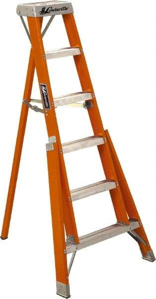 Louisville - 4 Steps, 4' High, Type IA Rating, Fiberglass Tripod Step Ladder - 300 Lb Capacity, 32-1/2" Base Width - Makers Industrial Supply