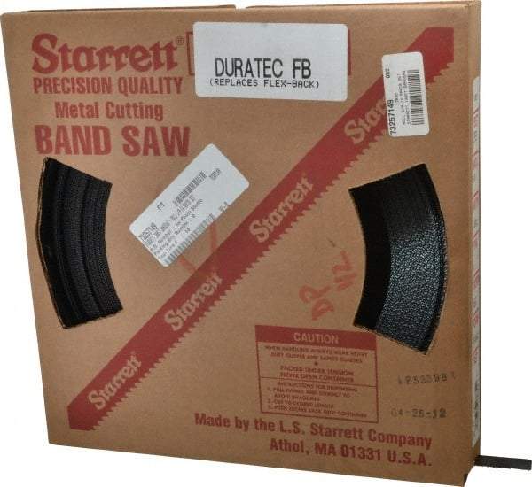 Starrett - 5/8" x 100' x 0.032" Carbon Steel Band Saw Blade Coil Stock - 14 TPI, Toothed Edge, Straight Form, Raker Set, Flexible Back, No Rake Angle, Constant Pitch, Contour Cutting - Makers Industrial Supply