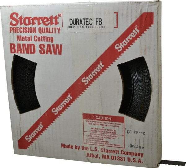 Starrett - 3/4" x 100' x 0.032" Carbon Steel Band Saw Blade Coil Stock - 4 TPI, Toothed Edge, Hook Form, Raker Set, Flexible Back, Positive Angle, Constant Pitch, Contour Cutting - Makers Industrial Supply