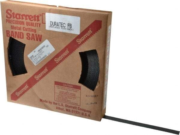 Starrett - 3/4" x 100' x 0.032" Carbon Steel Band Saw Blade Coil Stock - 10 TPI, Toothed Edge, Straight Form, Raker Set, Flexible Back, No Rake Angle, Constant Pitch, Contour Cutting - Makers Industrial Supply