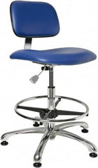 Bevco - Clean Room Swivel Chair - 20" Wide x 17" Deep, Vinyl Seat, Blue - Makers Industrial Supply