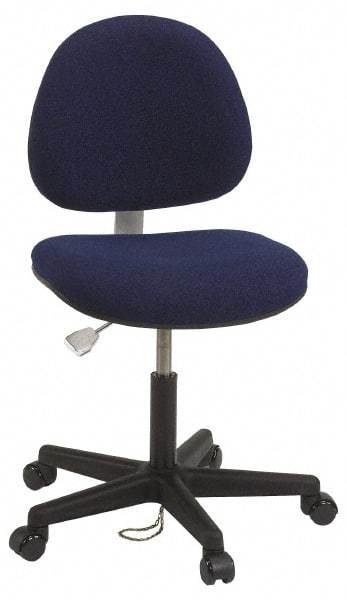 Bevco - ESD Swivel Chair with Back Rest - 18" Wide x 18" Deep, Conductive Cloth Seat, Navy Blue - Makers Industrial Supply