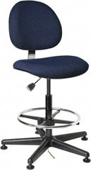 Bevco - ESD Swivel Stool - 18" Wide x 18" Deep, Conductive Cloth Seat, Navy Blue - Makers Industrial Supply