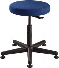 Bevco - 15" Wide x 15" Deep x 24 to 34" High, Reinforced Plastic Base, Adjustable Seat Stool - Fabric Seat, Blue - Makers Industrial Supply