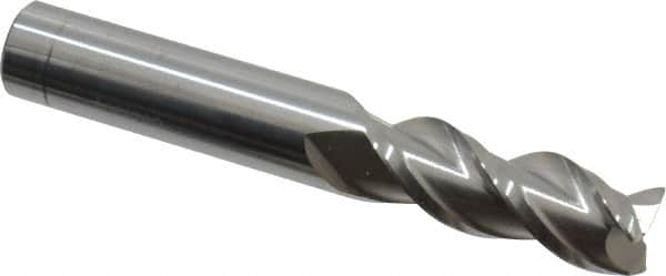 Accupro - 3/8", 3 Flute, Single End, Solid Carbide, 0.015" Corner Radius End Mill - 2-1/2" OAL, 40° Helix, Right Hand Flute, 7/8" LOC, Right Hand Cut - Makers Industrial Supply