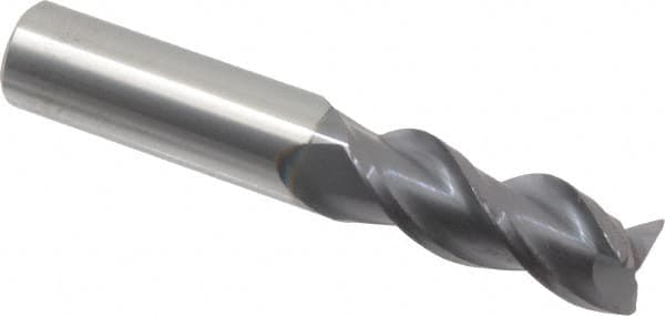 Accupro - 1/2", 3 Flute, Single End, Solid Carbide, 0.02" Corner Radius End Mill - 3" OAL, 40° Helix, Right Hand Flute, 1-1/4" LOC, Right Hand Cut - Makers Industrial Supply