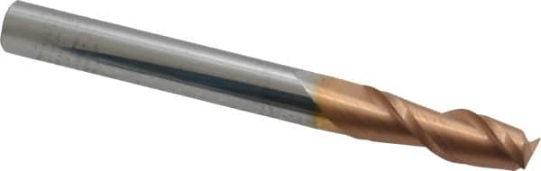 Accupro - 1/4", 2 Flute, Single End, Solid Carbide, 0.015" Corner Radius End Mill - 2-1/2" OAL, 40° Helix, Right Hand Flute, 3/4" LOC, Right Hand Cut - Makers Industrial Supply