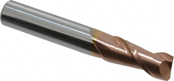 Accupro - 3/8", 2 Flute, Single End, Solid Carbide, 0.03" Corner Radius End Mill - 2-1/2" OAL, 40° Helix, Right Hand Flute, 7/8" LOC, Right Hand Cut - Makers Industrial Supply