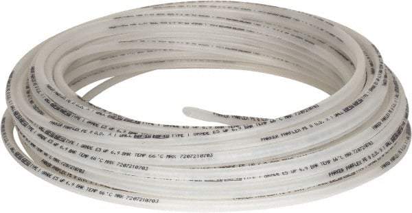 Parker - 8mm OD, 100' Long, Polyethylene Tube - Natural, -80 to 150°F - Makers Industrial Supply