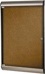 Ghent - 70-1/4" Wide x 36" High Enclosed Cork Bulletin Board - Natural Cork, Aluminum Frame - Makers Industrial Supply