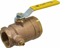 Conbraco - 1-1/4" Pipe, Bronze, Straight with Side Tap, Gas Ball Valve - 250 psi WOG Rating, Lever Handle, FNPT x FNPT End Connections, 2 Piece - Makers Industrial Supply