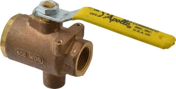 Apollo - 3/4" Pipe, Full Port, Bronze Standard Ball Valve - 2 Piece, Inline - One Way Flow, FNPT x FNPT Ends, Lever Handle, 125 WOG - Makers Industrial Supply