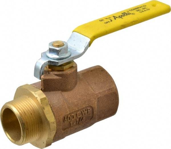 Apollo - 1-1/4" Pipe, Standard Port, Bronze Standard Ball Valve - 2 Piece, Inline - One Way Flow, MNPT x FNPT Ends, Lever Handle, 600 WOG, 150 WSP - Makers Industrial Supply