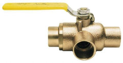 Apollo - 1" Pipe, Standard Port, Bronze Standard Ball Valve - Three Way, Soldered x Soldered Ends, Lever Handle, 400 WOG - Makers Industrial Supply