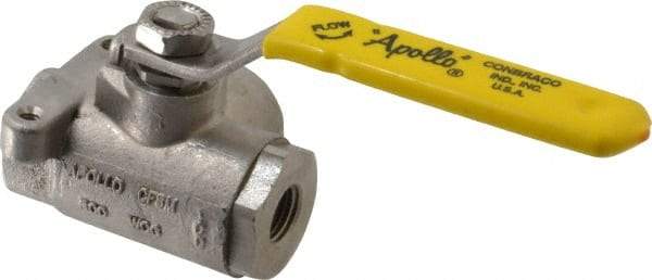 Apollo - 1/4" Pipe, Standard Port, Stainless Steel Standard Ball Valve - 2 Piece, Three Way, FNPT x FNPT Ends, Lever Handle, 800 WOG - Makers Industrial Supply