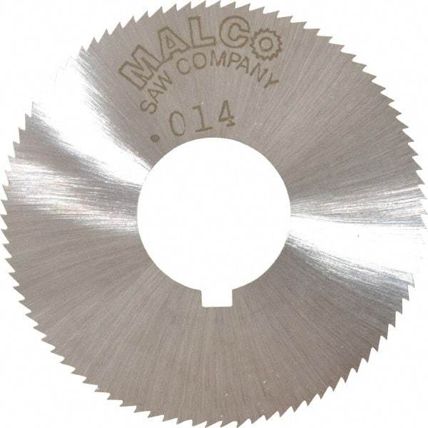 Made in USA - 1-3/4" Diam x 0.014" Blade Thickness x 5/8" Arbor Hole Diam, 90 Tooth Slitting and Slotting Saw - Arbor Connection, Right Hand, Uncoated, High Speed Steel, Concave Ground, Contains Keyway - Makers Industrial Supply