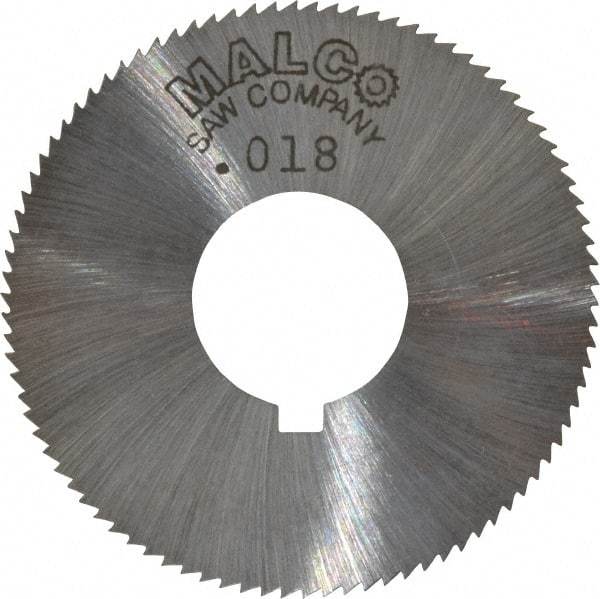 Made in USA - 1-3/4" Diam x 0.018" Blade Thickness x 5/8" Arbor Hole Diam, 90 Tooth Slitting and Slotting Saw - Arbor Connection, Right Hand, Uncoated, High Speed Steel, Concave Ground, Contains Keyway - Makers Industrial Supply