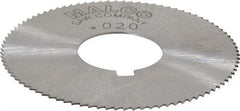 Made in USA - 1-3/4" Diam x 0.02" Blade Thickness x 5/8" Arbor Hole Diam, 90 Tooth Slitting and Slotting Saw - Arbor Connection, Right Hand, Uncoated, High Speed Steel, Concave Ground, Contains Keyway - Makers Industrial Supply