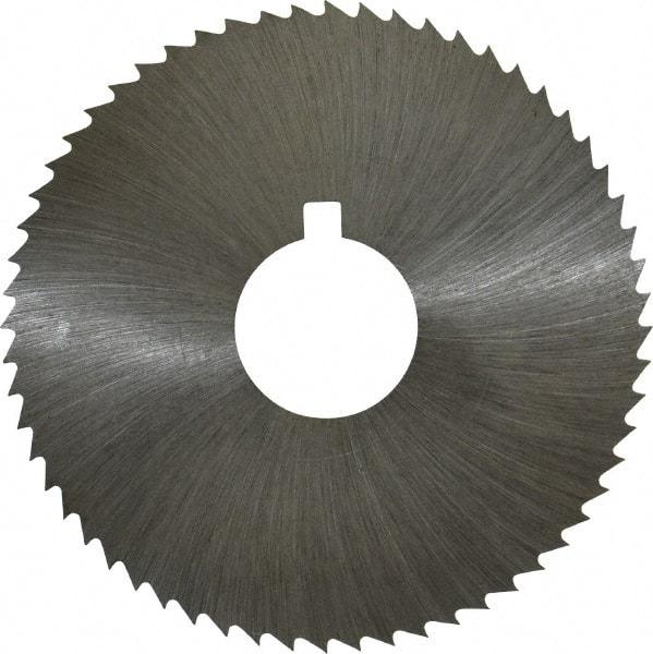 Made in USA - 2-1/4" Diam x 0.008" Blade Thickness x 5/8" Arbor Hole Diam, 60 Tooth Slitting and Slotting Saw - Arbor Connection, Right Hand, Uncoated, High Speed Steel, Concave Ground, Contains Keyway - Makers Industrial Supply