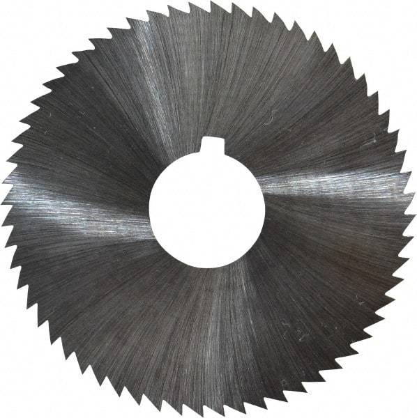 Made in USA - 2-1/4" Diam x 0.012" Blade Thickness x 5/8" Arbor Hole Diam, 60 Tooth Slitting and Slotting Saw - Arbor Connection, Right Hand, Uncoated, High Speed Steel, Concave Ground, Contains Keyway - Makers Industrial Supply