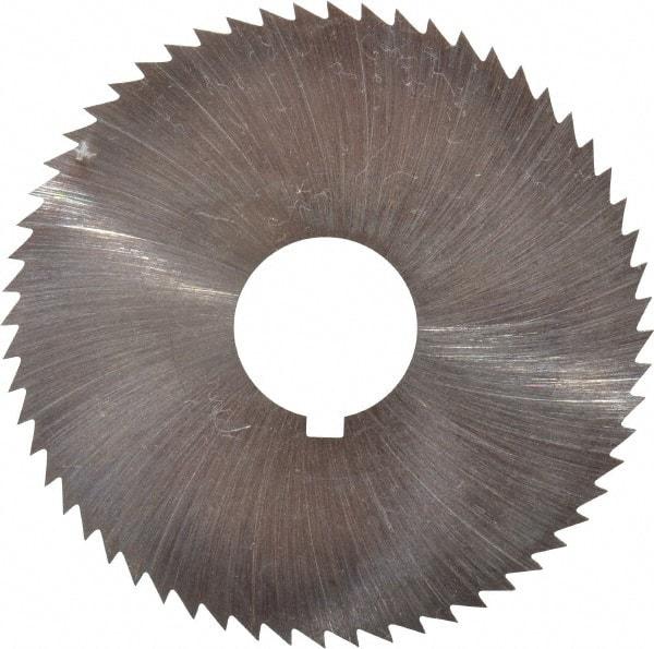 Made in USA - 2-1/4" Diam x 0.018" Blade Thickness x 5/8" Arbor Hole Diam, 60 Tooth Slitting and Slotting Saw - Arbor Connection, Right Hand, Uncoated, High Speed Steel, Concave Ground, Contains Keyway - Makers Industrial Supply