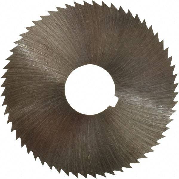 Made in USA - 2-1/4" Diam x 0.028" Blade Thickness x 5/8" Arbor Hole Diam, 60 Tooth Slitting and Slotting Saw - Arbor Connection, Right Hand, Uncoated, High Speed Steel, Concave Ground, Contains Keyway - Makers Industrial Supply