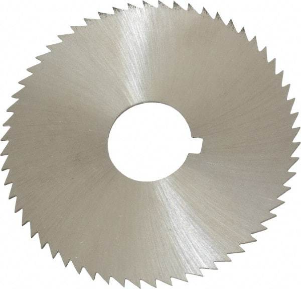 Made in USA - 2-1/4" Diam x 0.032" Blade Thickness x 5/8" Arbor Hole Diam, 60 Tooth Slitting and Slotting Saw - Arbor Connection, Right Hand, Uncoated, High Speed Steel, Concave Ground, Contains Keyway - Makers Industrial Supply