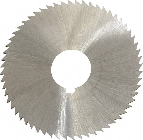 Made in USA - 2-1/4" Diam x 0.036" Blade Thickness x 5/8" Arbor Hole Diam, 60 Tooth Slitting and Slotting Saw - Arbor Connection, Right Hand, Uncoated, High Speed Steel, Concave Ground, Contains Keyway - Makers Industrial Supply