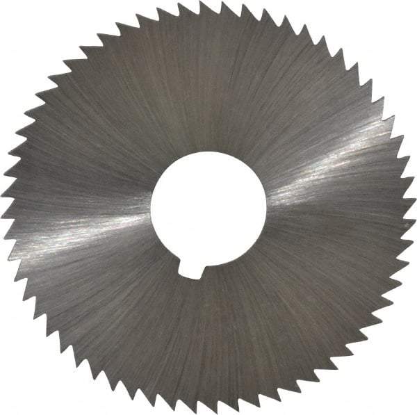 Made in USA - 2-1/4" Diam x 0.064" Blade Thickness x 5/8" Arbor Hole Diam, 60 Tooth Slitting and Slotting Saw - Arbor Connection, Right Hand, Uncoated, High Speed Steel, Concave Ground, Contains Keyway - Makers Industrial Supply