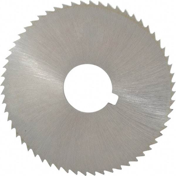 Made in USA - 2-1/4" Diam x 0.091" Blade Thickness x 5/8" Arbor Hole Diam, 60 Tooth Slitting and Slotting Saw - Arbor Connection, Right Hand, Uncoated, High Speed Steel, Concave Ground, Contains Keyway - Makers Industrial Supply