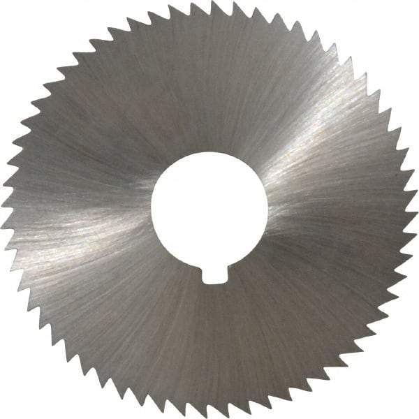 Made in USA - 2-1/4" Diam x 0.102" Blade Thickness x 5/8" Arbor Hole Diam, 60 Tooth Slitting and Slotting Saw - Arbor Connection, Right Hand, Uncoated, High Speed Steel, Concave Ground, Contains Keyway - Makers Industrial Supply