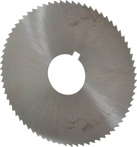 Made in USA - 2-3/4" Diam x 0.02" Blade Thickness x 3/4" Arbor Hole Diam, 72 Tooth Slitting and Slotting Saw - Arbor Connection, Right Hand, Uncoated, High Speed Steel, Concave Ground, Contains Keyway - Makers Industrial Supply