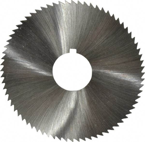 Made in USA - 2-3/4" Diam x 0.04" Blade Thickness x 3/4" Arbor Hole Diam, 72 Tooth Slitting and Slotting Saw - Arbor Connection, Right Hand, Uncoated, High Speed Steel, Concave Ground, Contains Keyway - Makers Industrial Supply