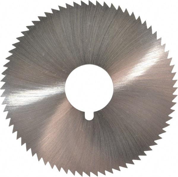 Made in USA - 2-3/4" Diam x 0.091" Blade Thickness x 3/4" Arbor Hole Diam, 72 Tooth Slitting and Slotting Saw - Arbor Connection, Right Hand, Uncoated, High Speed Steel, Concave Ground, Contains Keyway - Makers Industrial Supply