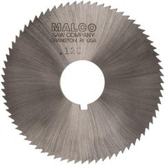 Made in USA - 2-3/4" Diam x 0.128" Blade Thickness x 3/4" Arbor Hole Diam, 72 Tooth Slitting and Slotting Saw - Arbor Connection, Right Hand, Uncoated, High Speed Steel, Concave Ground, Contains Keyway - Makers Industrial Supply