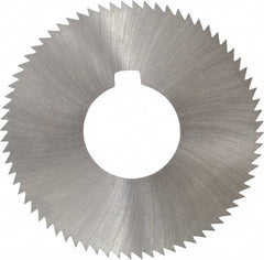 Made in USA - 2-3/4" Diam x 0.023" Blade Thickness x 1" Arbor Hole Diam, 72 Tooth Slitting and Slotting Saw - Arbor Connection, Right Hand, Uncoated, High Speed Steel, Concave Ground, Contains Keyway - Makers Industrial Supply