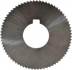 Made in USA - 2-3/4" Diam x 0.051" Blade Thickness x 1" Arbor Hole Diam, 72 Tooth Slitting and Slotting Saw - Arbor Connection, Right Hand, Uncoated, High Speed Steel, Concave Ground, Contains Keyway - Makers Industrial Supply