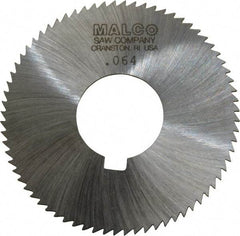 Made in USA - 2-3/4" Diam x 0.064" Blade Thickness x 1" Arbor Hole Diam, 72 Tooth Slitting and Slotting Saw - Arbor Connection, Right Hand, Uncoated, High Speed Steel, Concave Ground, Contains Keyway - Makers Industrial Supply