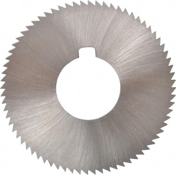 Made in USA - 2-3/4" Diam x 0.072" Blade Thickness x 1" Arbor Hole Diam, 72 Tooth Slitting and Slotting Saw - Arbor Connection, Right Hand, Uncoated, High Speed Steel, Concave Ground, Contains Keyway - Makers Industrial Supply