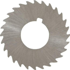 Made in USA - 1-1/4" Diam x 1/32" Blade Thickness x 1/2" Arbor Hole Diam, 28 Tooth Slitting and Slotting Saw - Arbor Connection, Right Hand, Uncoated, High Speed Steel, Concave Ground, Contains Keyway - Makers Industrial Supply