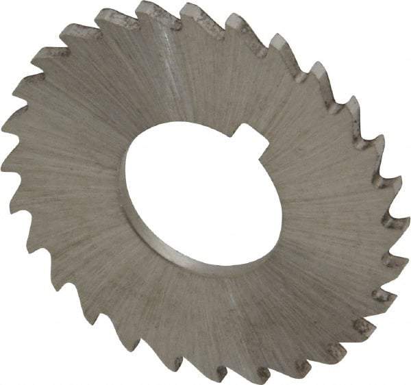 Made in USA - 1-1/4" Diam x 1/16" Blade Thickness x 1/2" Arbor Hole Diam, 28 Tooth Slitting and Slotting Saw - Arbor Connection, Right Hand, Uncoated, High Speed Steel, Concave Ground, Contains Keyway - Makers Industrial Supply