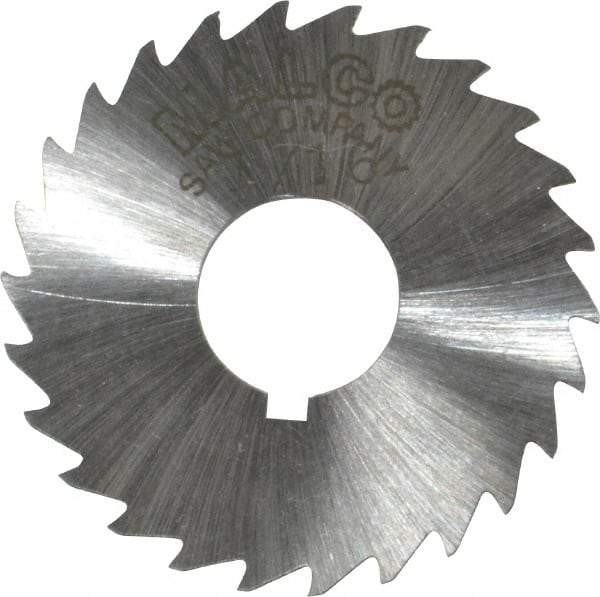 Made in USA - 1-1/2" Diam x 1/16" Blade Thickness x 1/2" Arbor Hole Diam, 26 Tooth Slitting and Slotting Saw - Arbor Connection, Right Hand, Uncoated, High Speed Steel, Concave Ground, Contains Keyway - Makers Industrial Supply