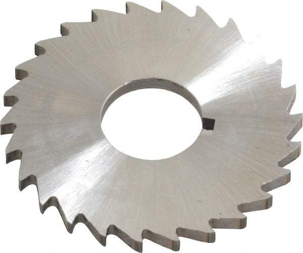 Made in USA - 1-1/2" Diam x 3/32" Blade Thickness x 1/2" Arbor Hole Diam, 26 Tooth Slitting and Slotting Saw - Arbor Connection, Right Hand, Uncoated, High Speed Steel, Concave Ground, Contains Keyway - Makers Industrial Supply